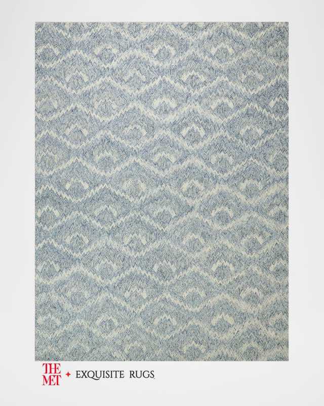 Bargello Hand-Tufted Light Blue Rug, 9' x 12'